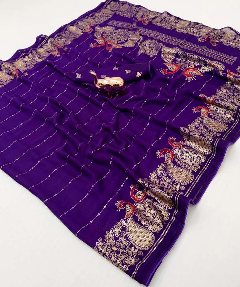 BAMBER VISCOSE GEORGETTE PEACOCK MILL PRINT SAREE AT WHOLESALE PRICE