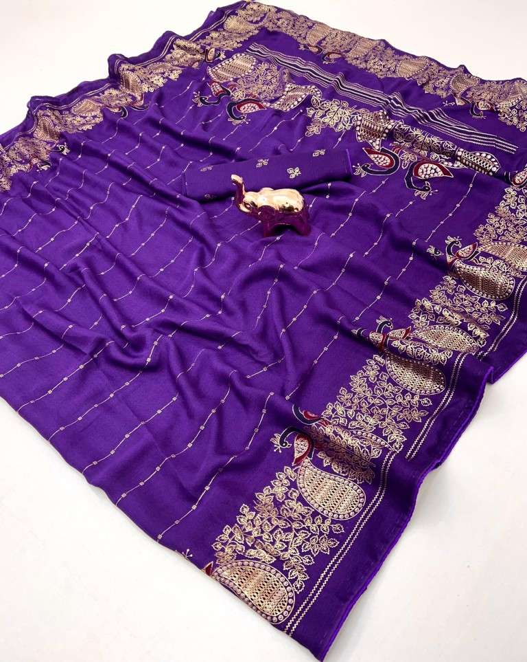 BAMBER VISCOSE GEORGETTE PEACOCK MILL PRINT SAREE AT WHOLESALE PRICE