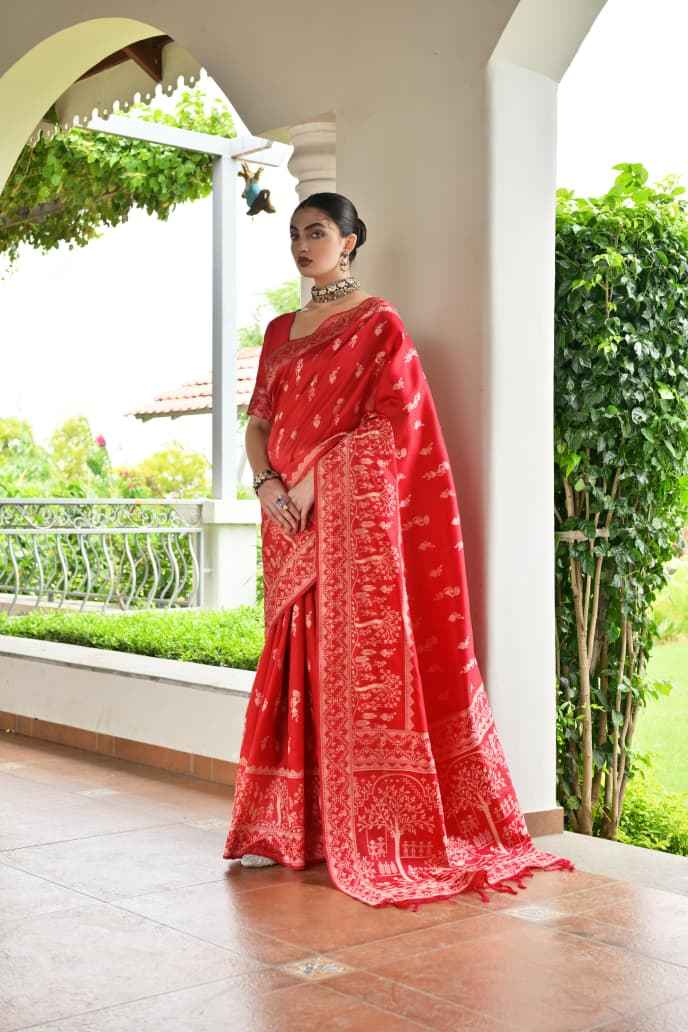 BANGLORI HANDLOOM RAW SILK WARLI WEAVING SAREE AT WHOLESALE PRICE