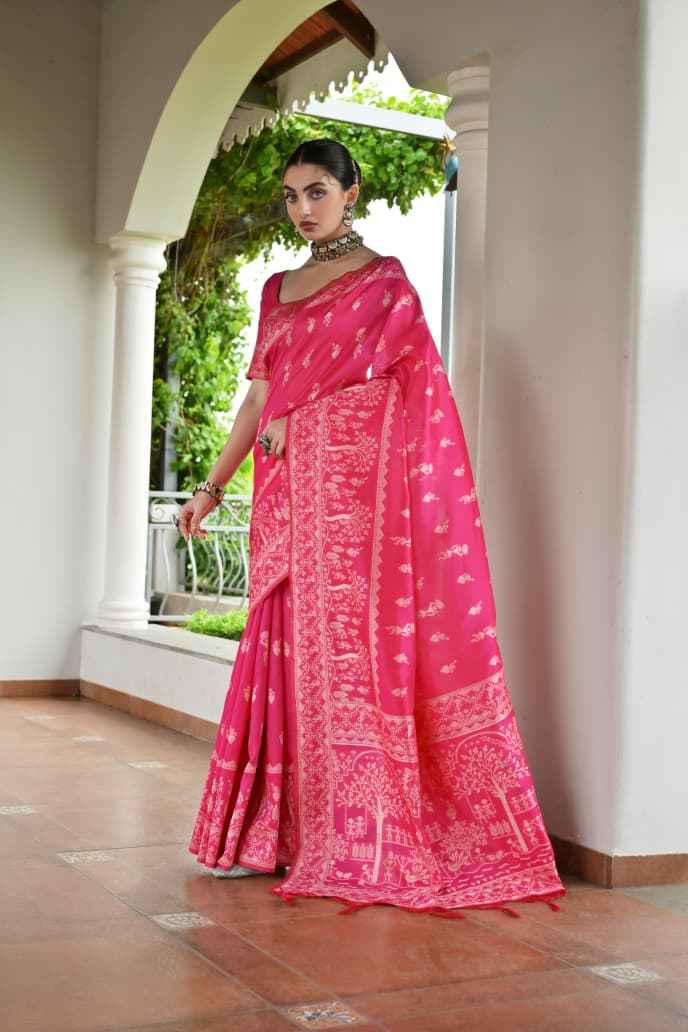 BANGLORI HANDLOOM RAW SILK WARLI WEAVING SAREE AT WHOLESALE PRICE