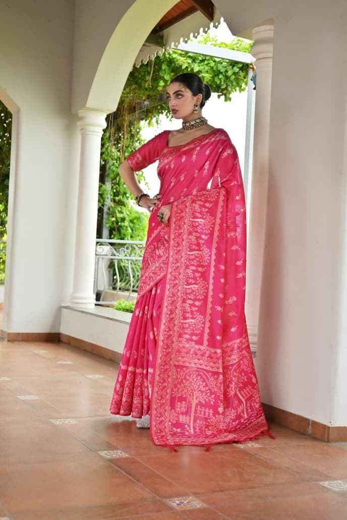 BANGLORI HANDLOOM RAW SILK WARLI WEAVING SAREE AT WHOLESALE PRICE