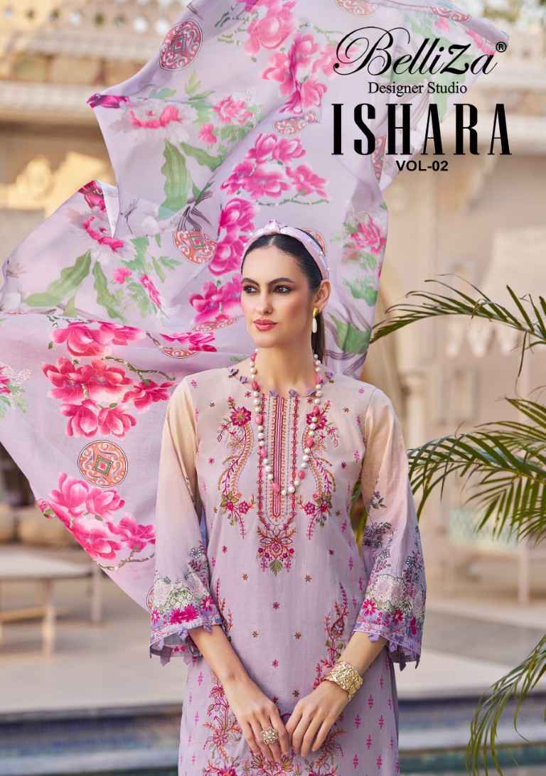 BELLIZA ISHARA VOL-2 PURE COTTON SELF EMBROIDERERY DRESS MATERIAL AT WHOLESALE PRICE  