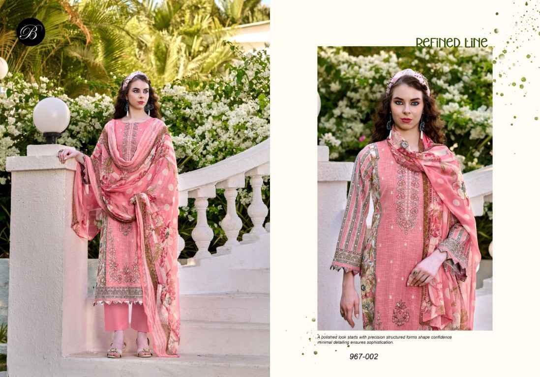 BELLIZA REHANA PURE COTTON LINEN DIGITAL PRINT PREMIUM DRESS MATERIAL AT WHOLESALE PRICE