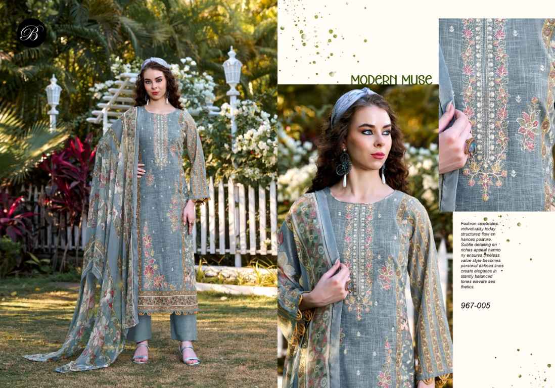 BELLIZA REHANA PURE COTTON LINEN DIGITAL PRINT PREMIUM DRESS MATERIAL AT WHOLESALE PRICE