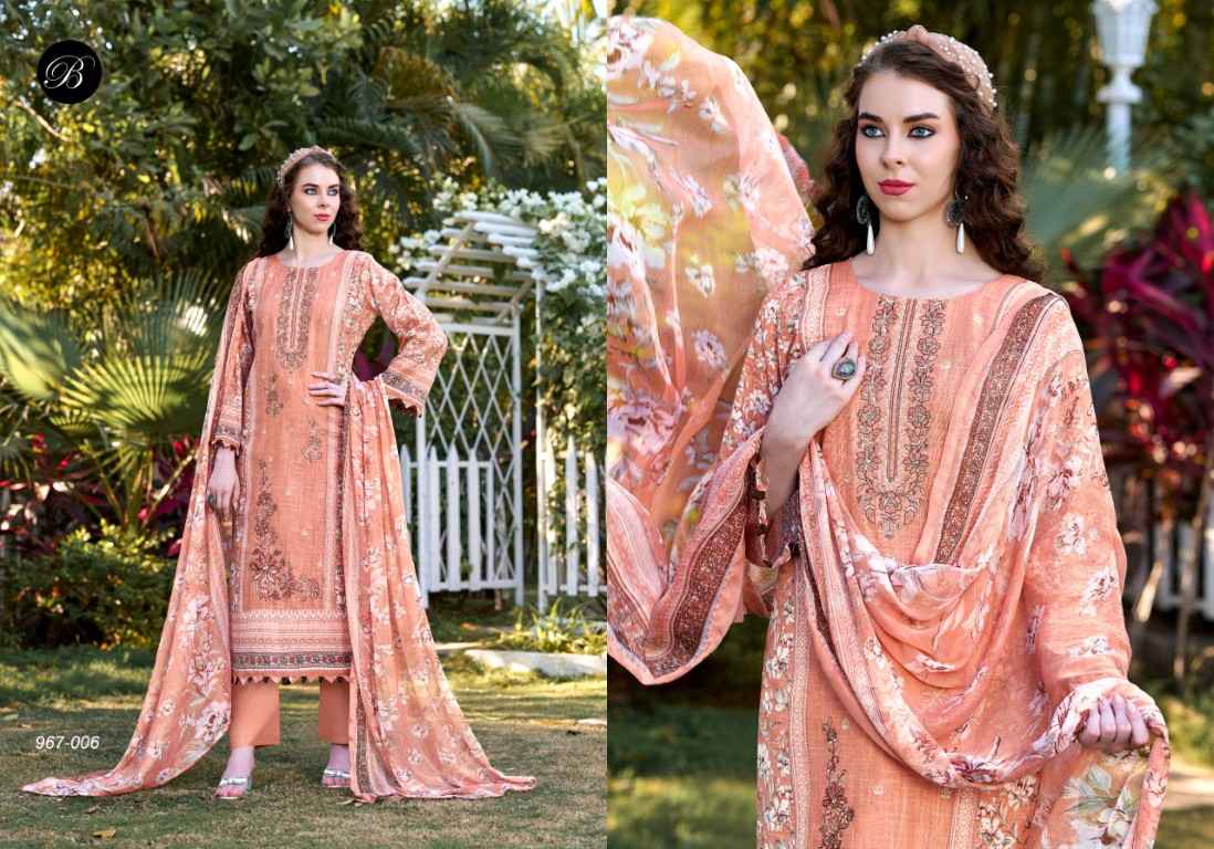BELLIZA REHANA PURE COTTON LINEN DIGITAL PRINT PREMIUM DRESS MATERIAL AT WHOLESALE PRICE