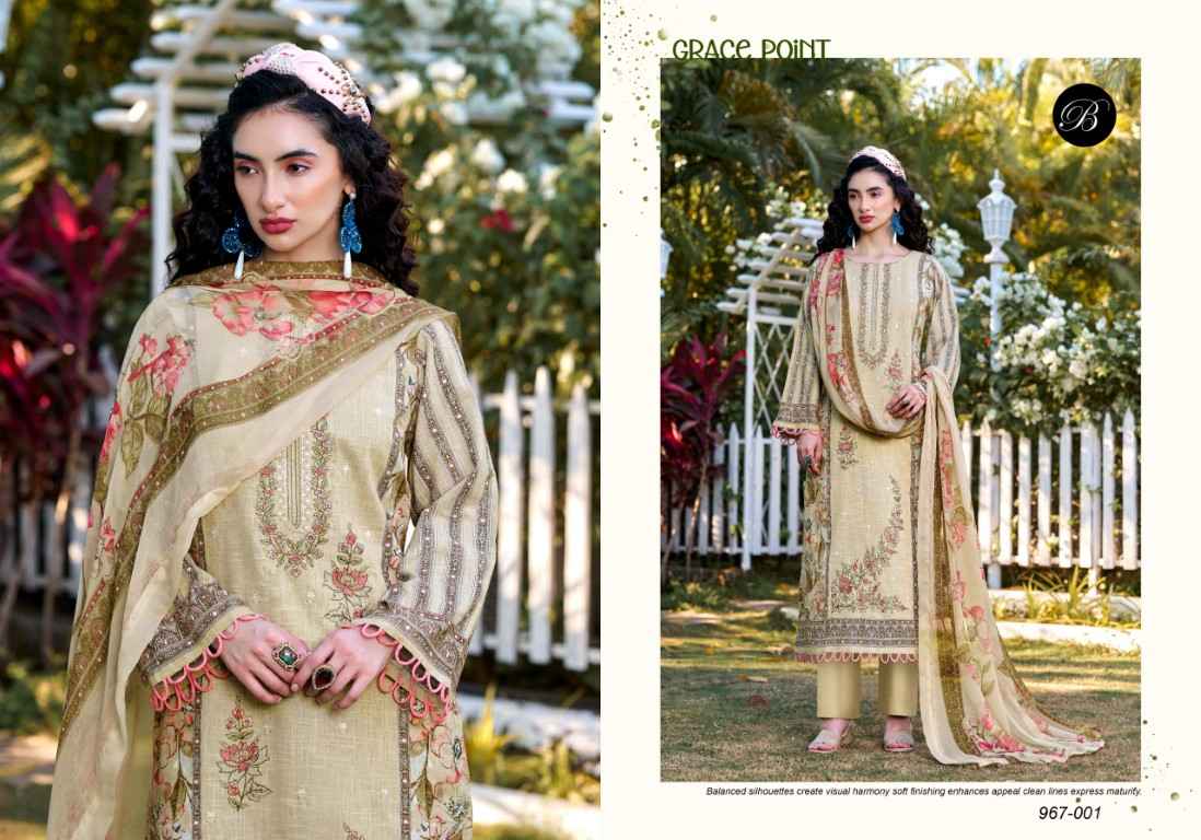 BELLIZA REHANA PURE COTTON LINEN DIGITAL PRINT PREMIUM DRESS MATERIAL AT WHOLESALE PRICE