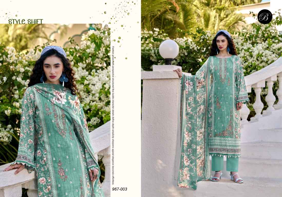 BELLIZA REHANA PURE COTTON LINEN DIGITAL PRINT PREMIUM DRESS MATERIAL AT WHOLESALE PRICE