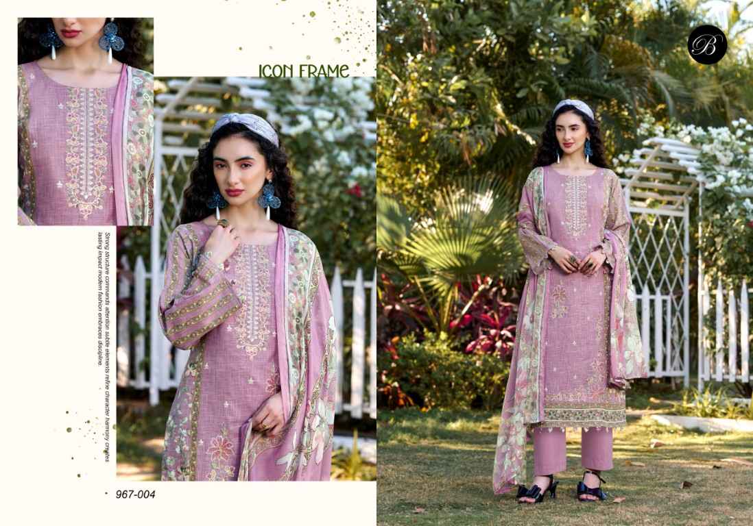 BELLIZA REHANA PURE COTTON LINEN DIGITAL PRINT PREMIUM DRESS MATERIAL AT WHOLESALE PRICE