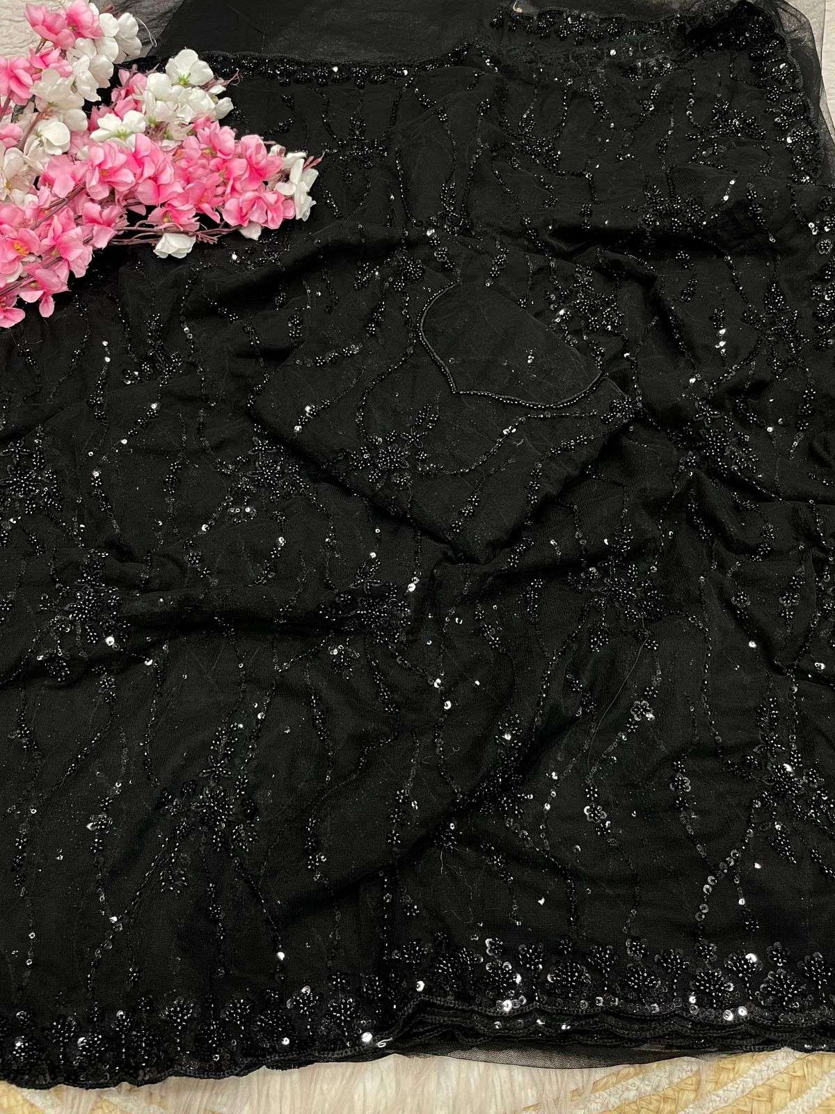 BUTTER FLY NET SEQUENCE BEADS WORK SAREE AT WHOLESALE PRICE