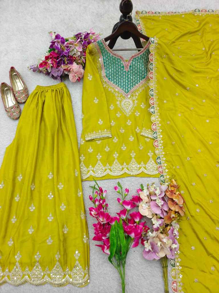 CHINON SILK EMBROIDERY CODDING SEQUENCE WORK DESIGNER READYMADE SUIT AT WHOLESALE PRICE