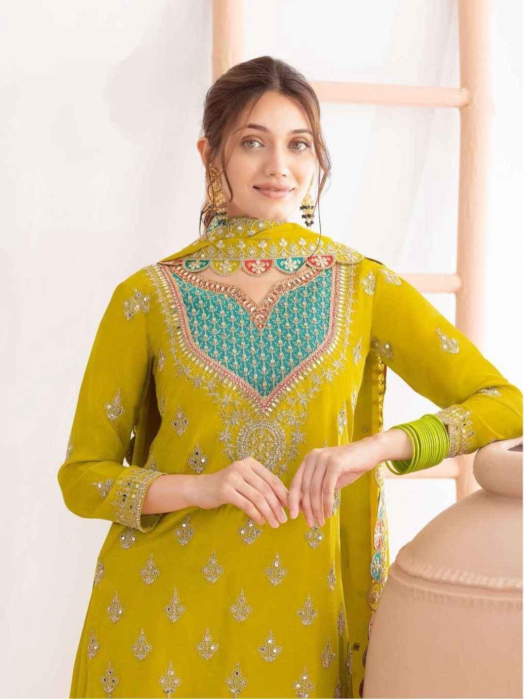 CHINON SILK EMBROIDERY CODDING SEQUENCE WORK DESIGNER READYMADE SUIT AT WHOLESALE PRICE