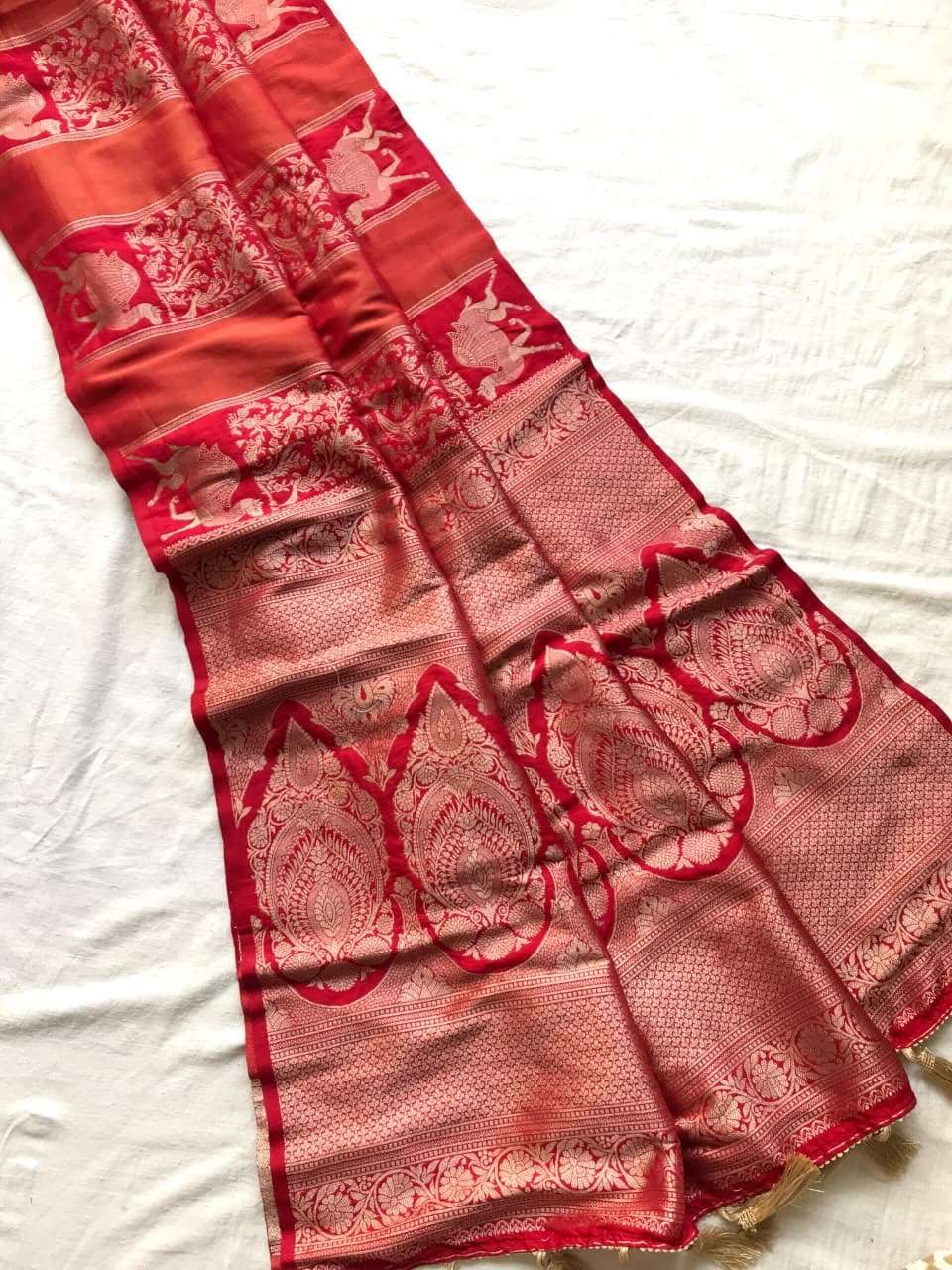 DOLA TISSUE KALAMKARI SILK JARI WOOVEN SAREE AT WHOLESALE PRICE