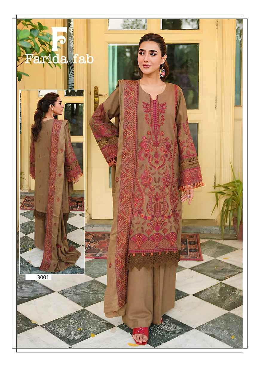 FARIDA FAB AMARA VOL-3 LAWN COTTON PRINTED DRESS MATERIAL AT WHOLESALE PRICE 