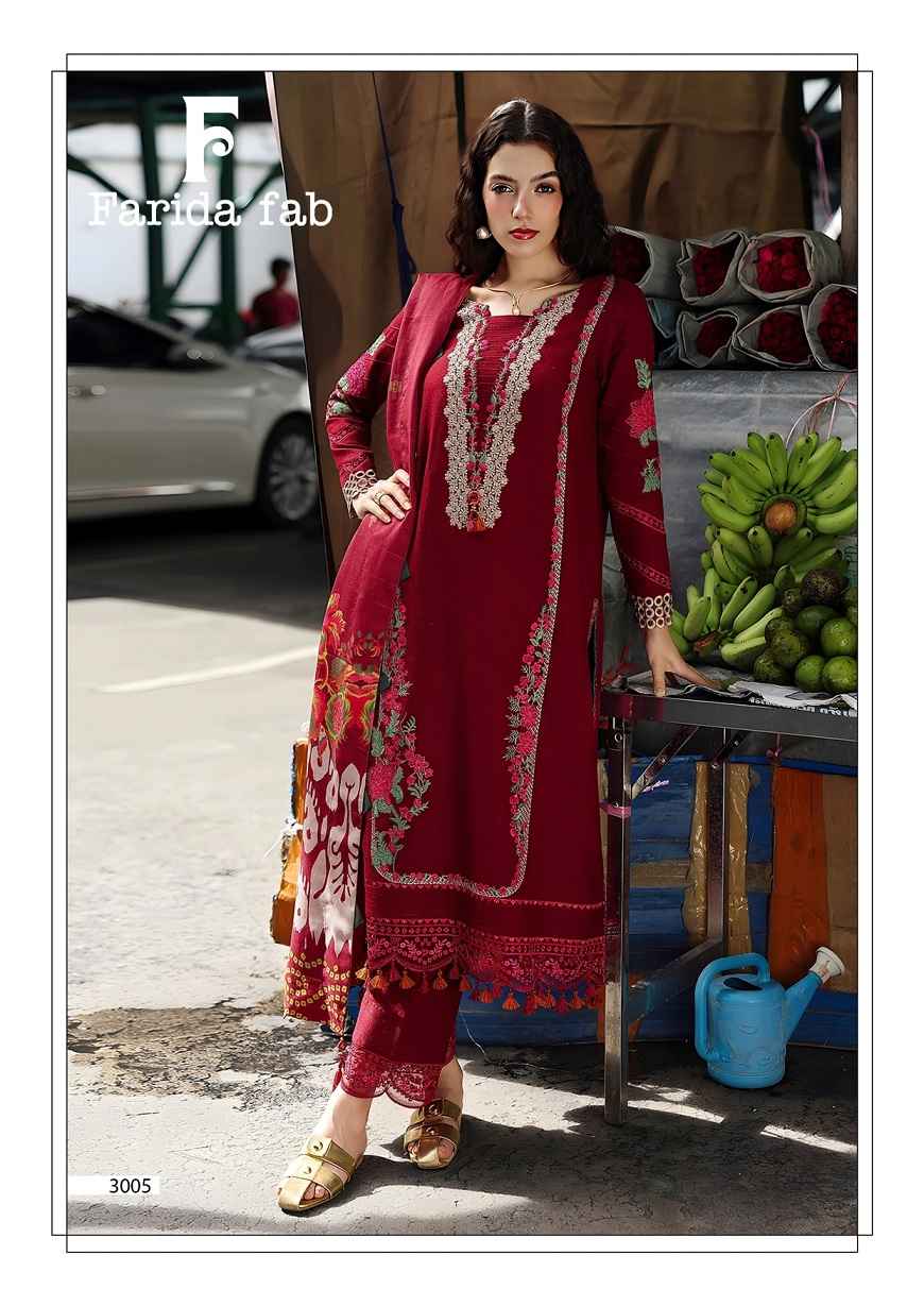 FARIDA FAB AMARA VOL-3 LAWN COTTON PRINTED DRESS MATERIAL AT WHOLESALE PRICE 
