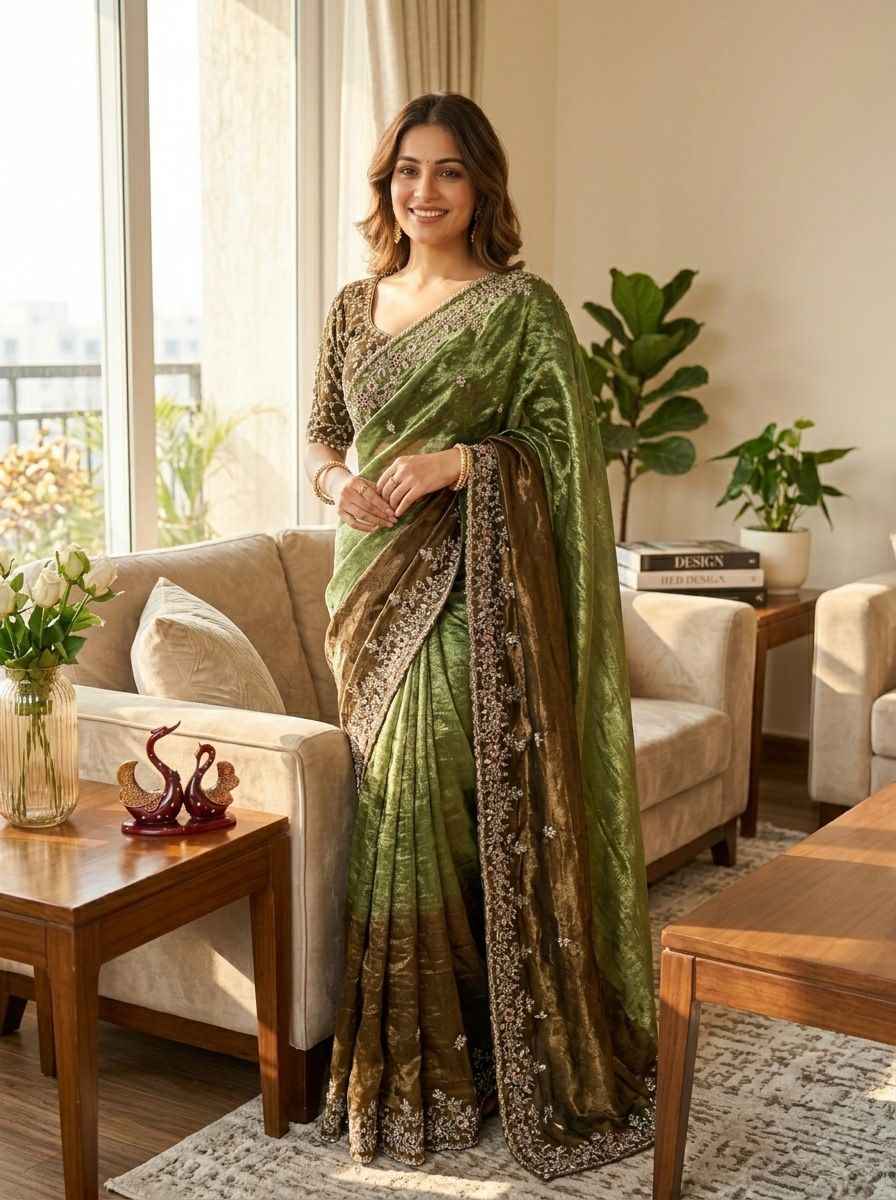 FRENDY CHIFFON SEQUENCE EMBROIDERY WORK SAREE AT WHOLESALE PRICE
