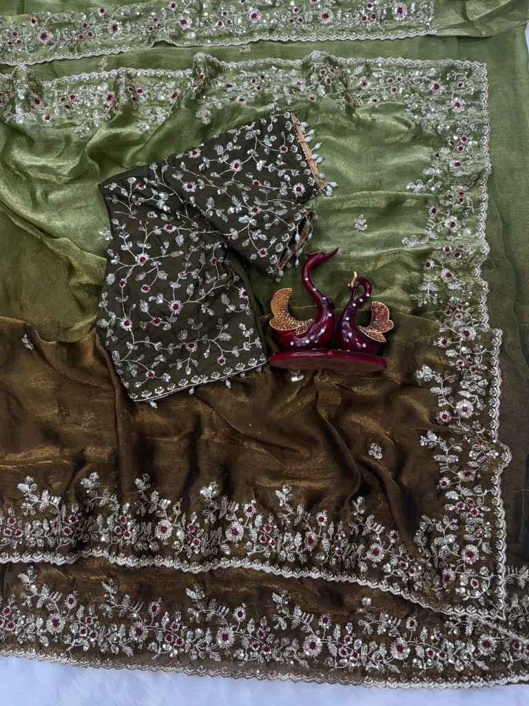 FRENDY CHIFFON SEQUENCE EMBROIDERY WORK SAREE AT WHOLESALE PRICE