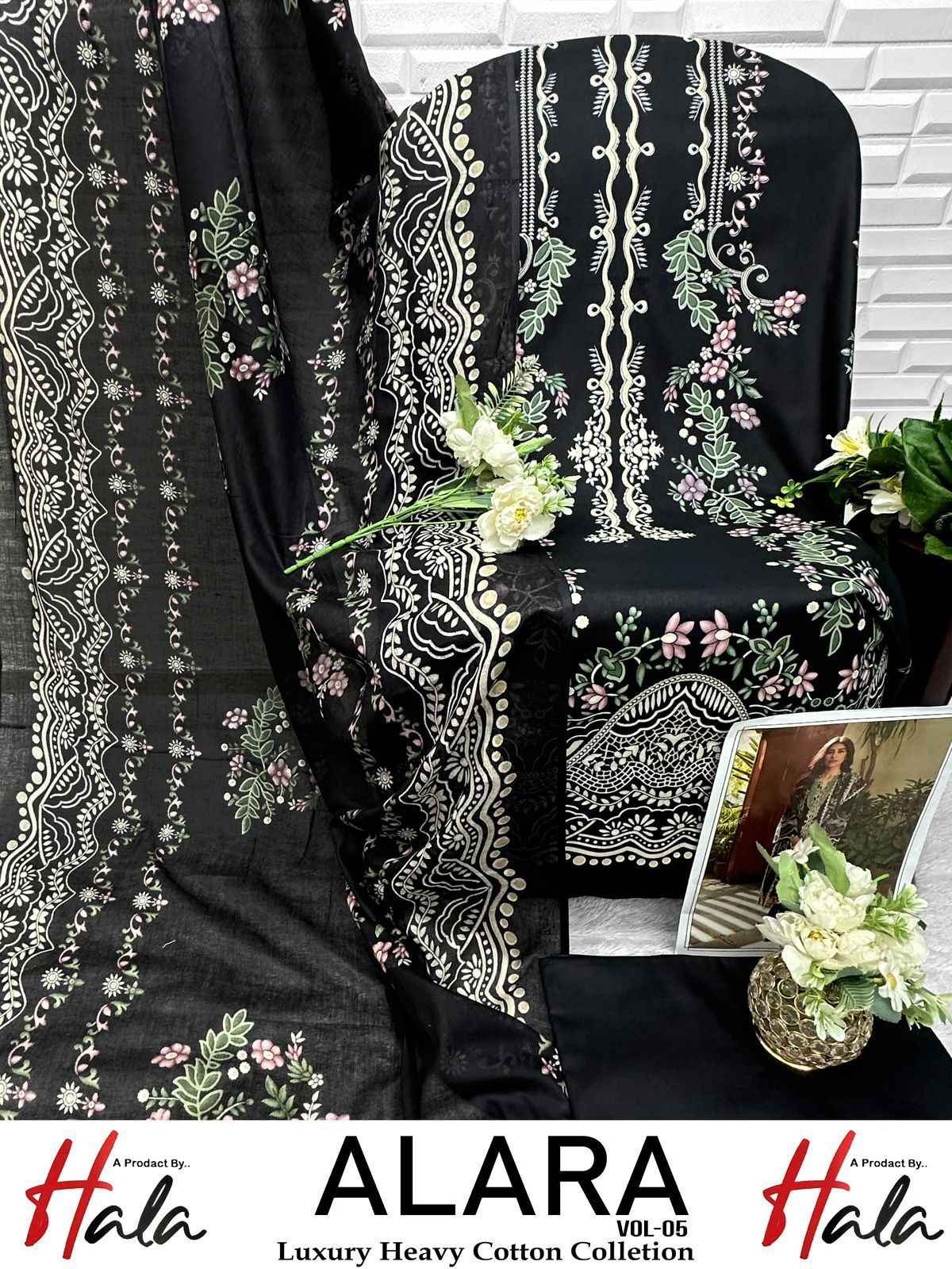 HALA ALARA VOL 5 HEAVY LAWN COTTON PRINTED DRESS MATERIAL AT WHOLESALE PRICE