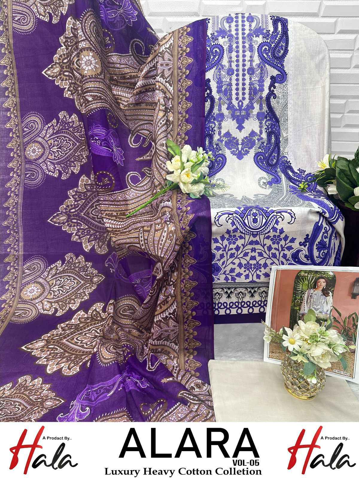 HALA ALARA VOL 5 HEAVY LAWN COTTON PRINTED DRESS MATERIAL AT WHOLESALE PRICE