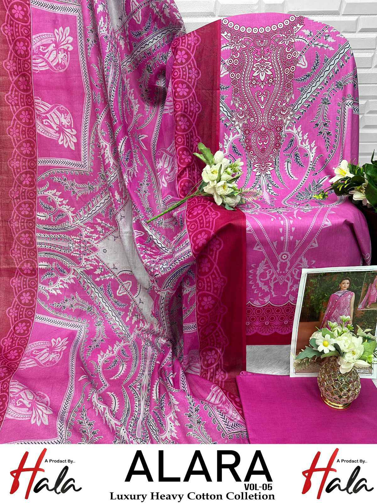 HALA ALARA VOL 5 HEAVY LAWN COTTON PRINTED DRESS MATERIAL AT WHOLESALE PRICE