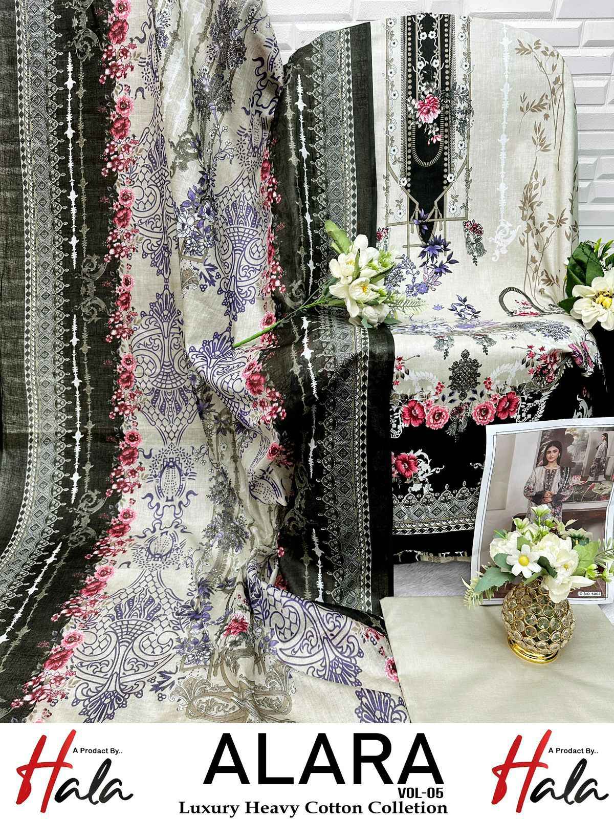 HALA ALARA VOL 5 HEAVY LAWN COTTON PRINTED DRESS MATERIAL AT WHOLESALE PRICE