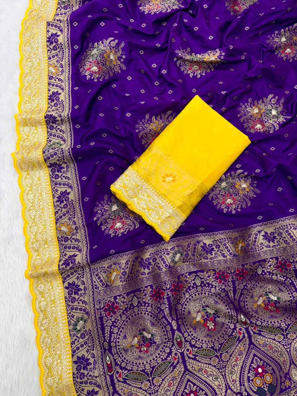PURE DOLA SILK MEENAKARI N ZARI WEAVING SAREE AT WHOLESALE PRICE