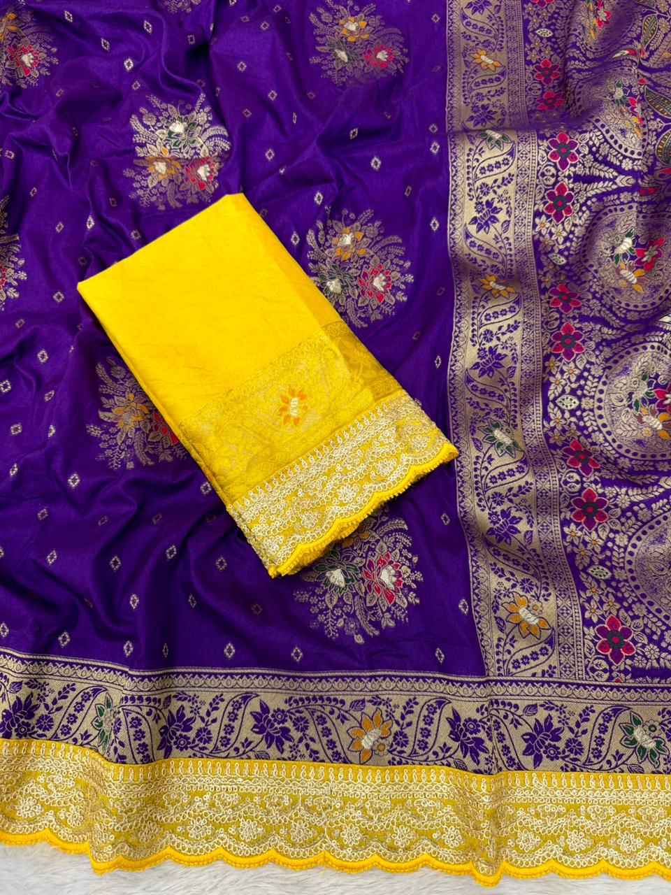 PURE DOLA SILK MEENAKARI N ZARI WEAVING SAREE AT WHOLESALE PRICE