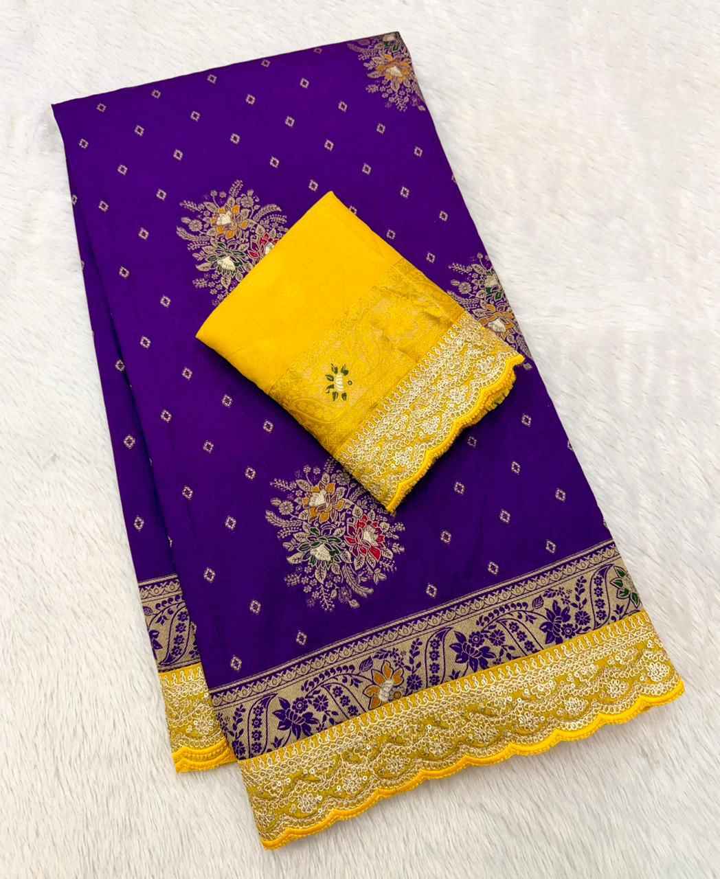 PURE DOLA SILK MEENAKARI N ZARI WEAVING SAREE AT WHOLESALE PRICE