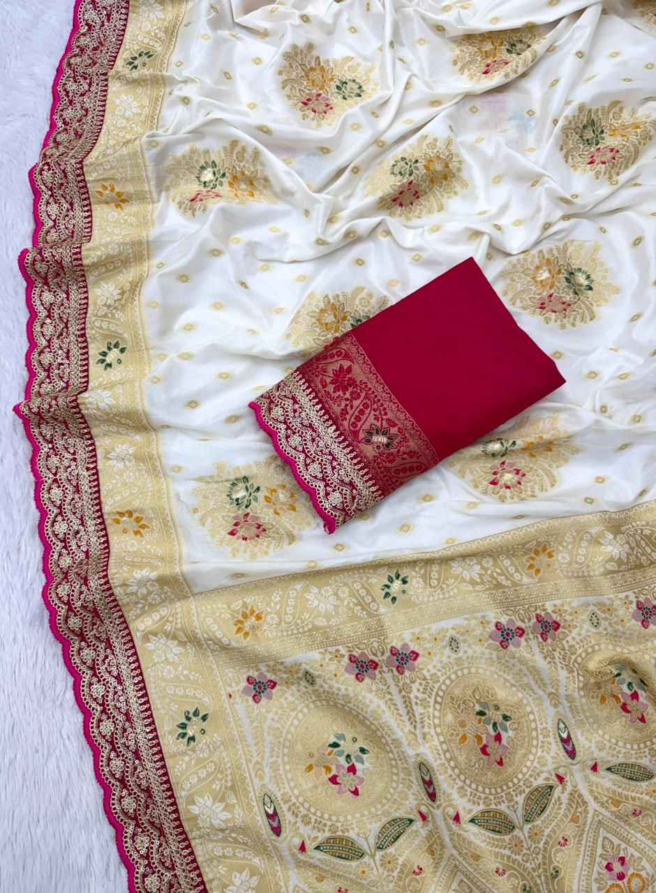 PURE DOLA SILK MEENAKARI N ZARI WEAVING SAREE AT WHOLESALE PRICE