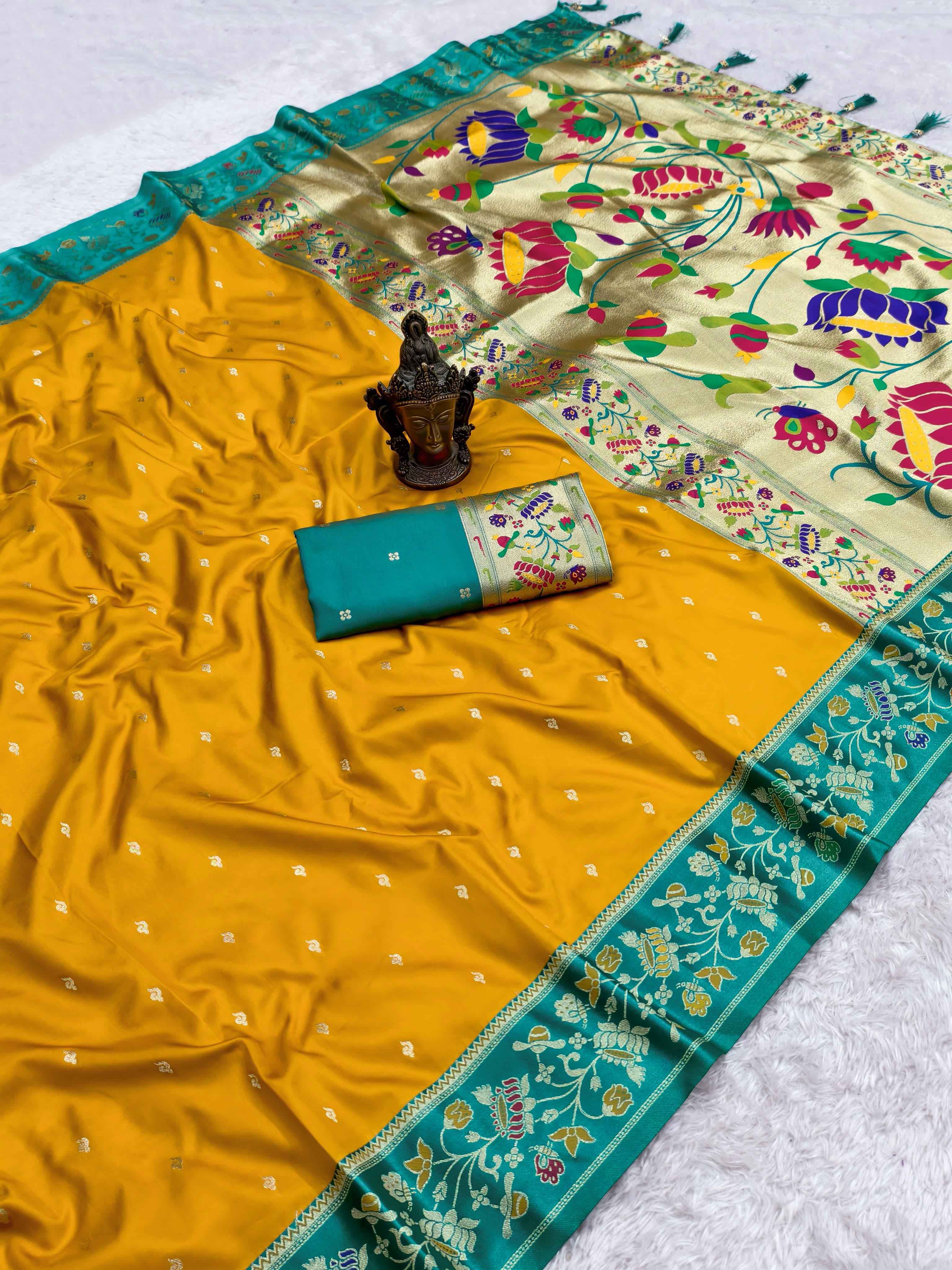 PURE HEAVY SOFT SILK JARI  WEAVING PAITHANI SAREE 1 AT WHOLESALE PRICE