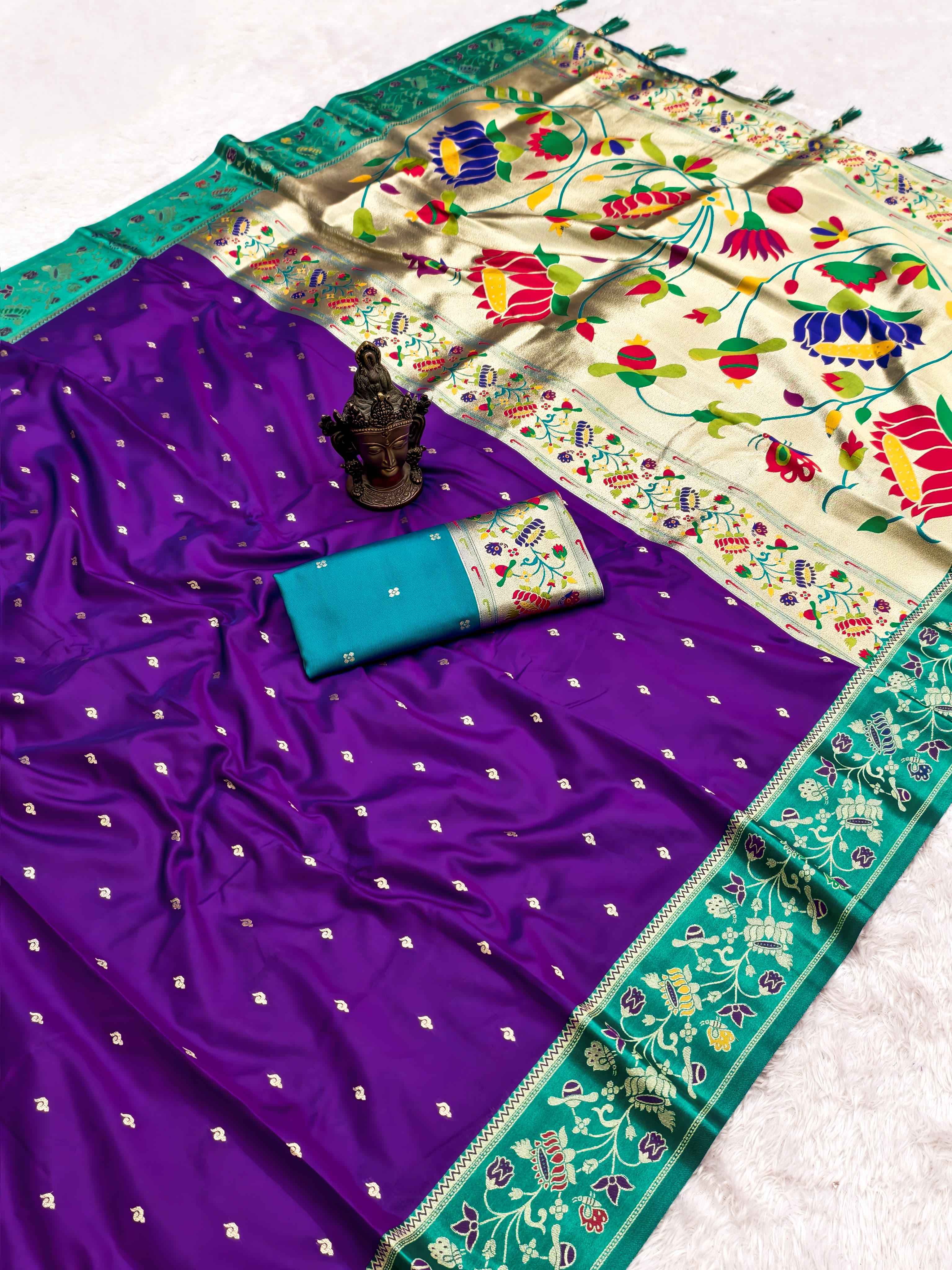 PURE HEAVY SOFT SILK JARI  WEAVING PAITHANI SAREE 1 AT WHOLESALE PRICE