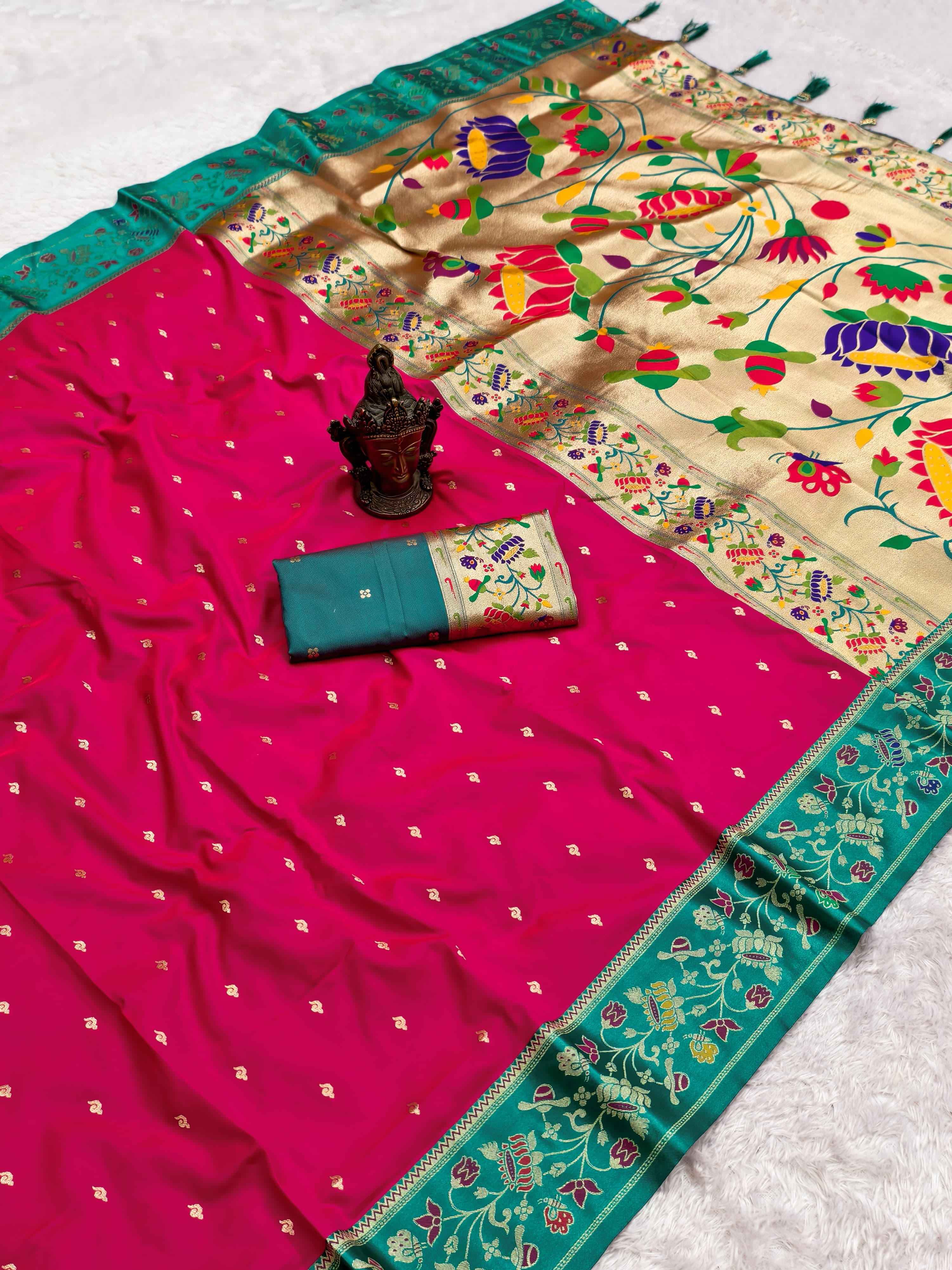 PURE HEAVY SOFT SILK JARI  WEAVING PAITHANI SAREE 1 AT WHOLESALE PRICE