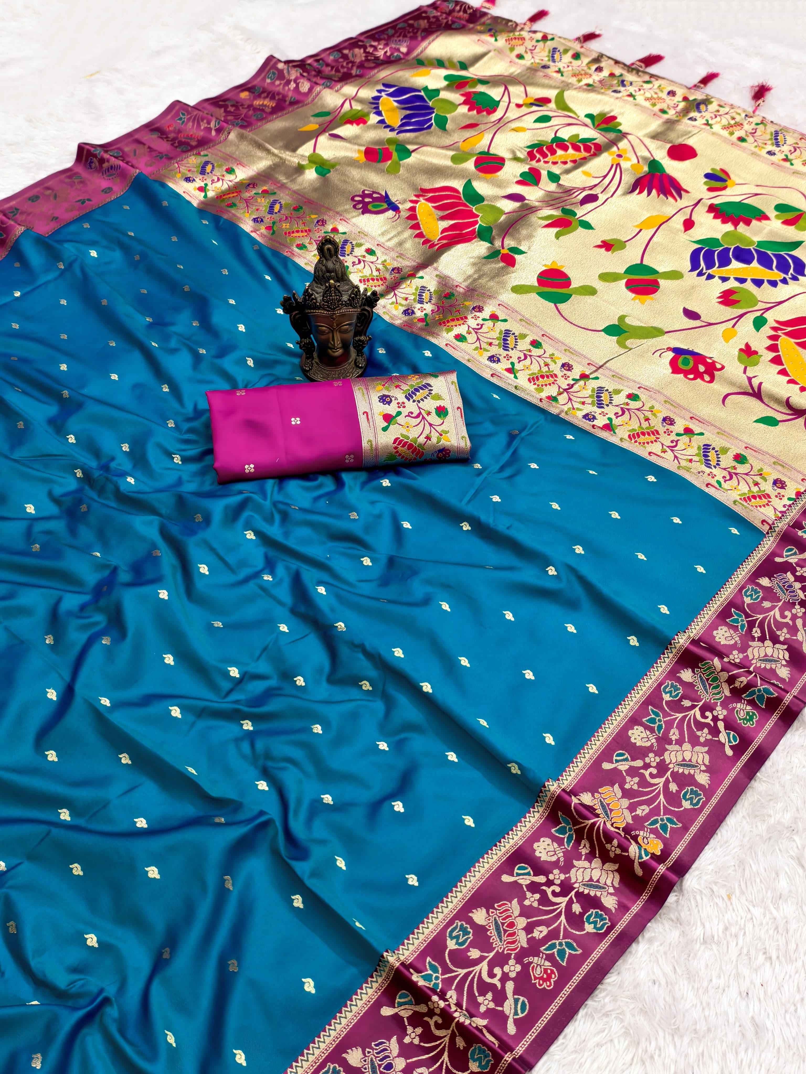 PURE HEAVY SOFT SILK JARI  WEAVING PAITHANI SAREE 1 AT WHOLESALE PRICE