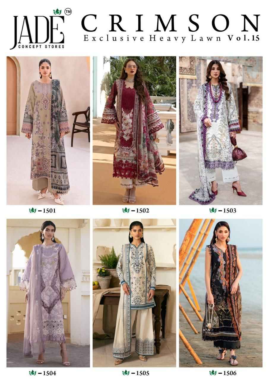 JADE CRIMSON VOL-15 EXCLUSIVE HEAVY LAWN DRESS MATERIAL AT WHOLESALE PRICE