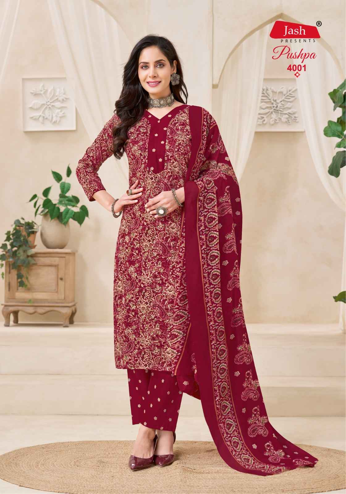 JASH PUSHPA VOL-4 PURE COTTON DRESS MATERIAL AT WHOLESALE PRICE