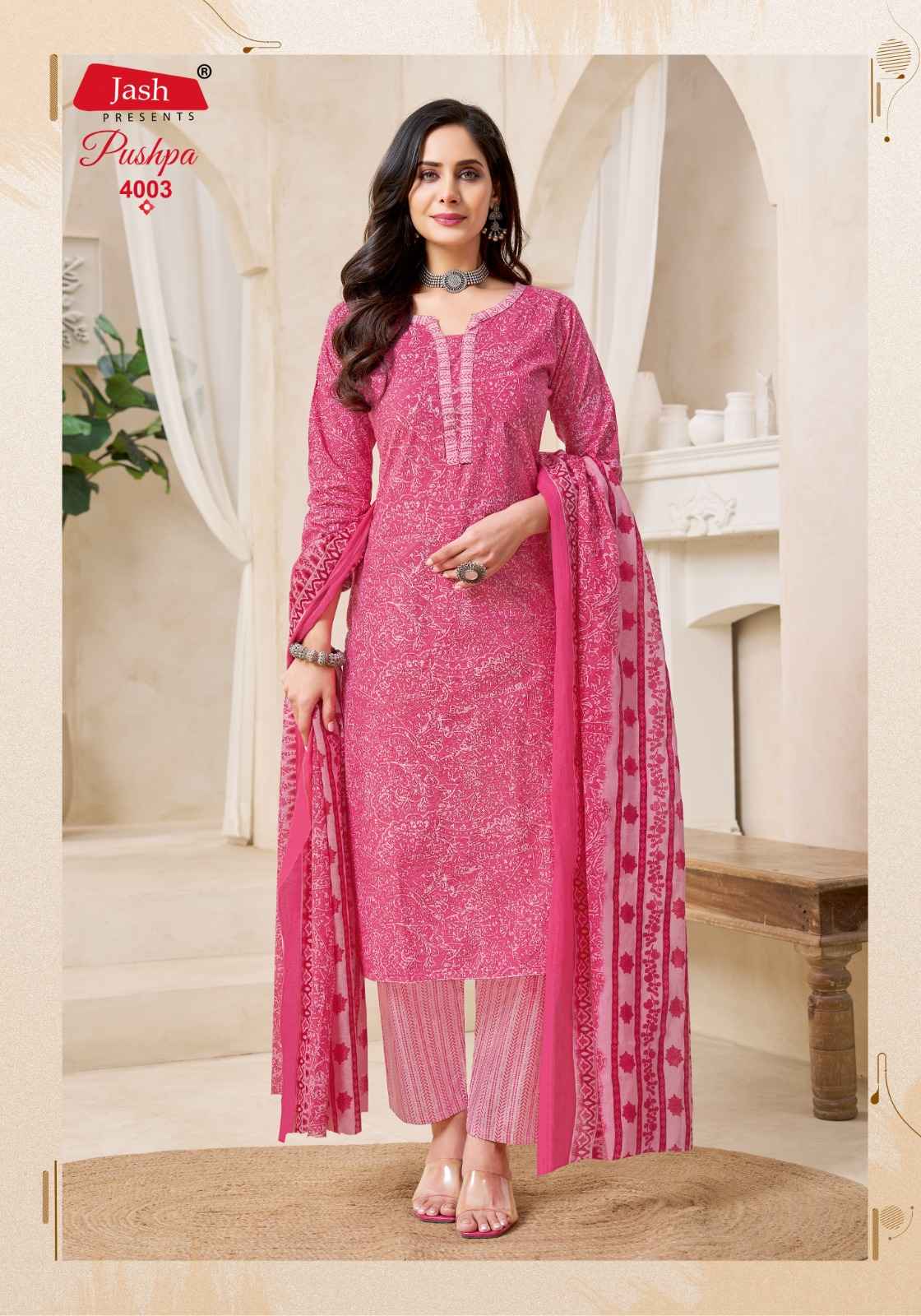 JASH PUSHPA VOL-4 PURE COTTON DRESS MATERIAL AT WHOLESALE PRICE