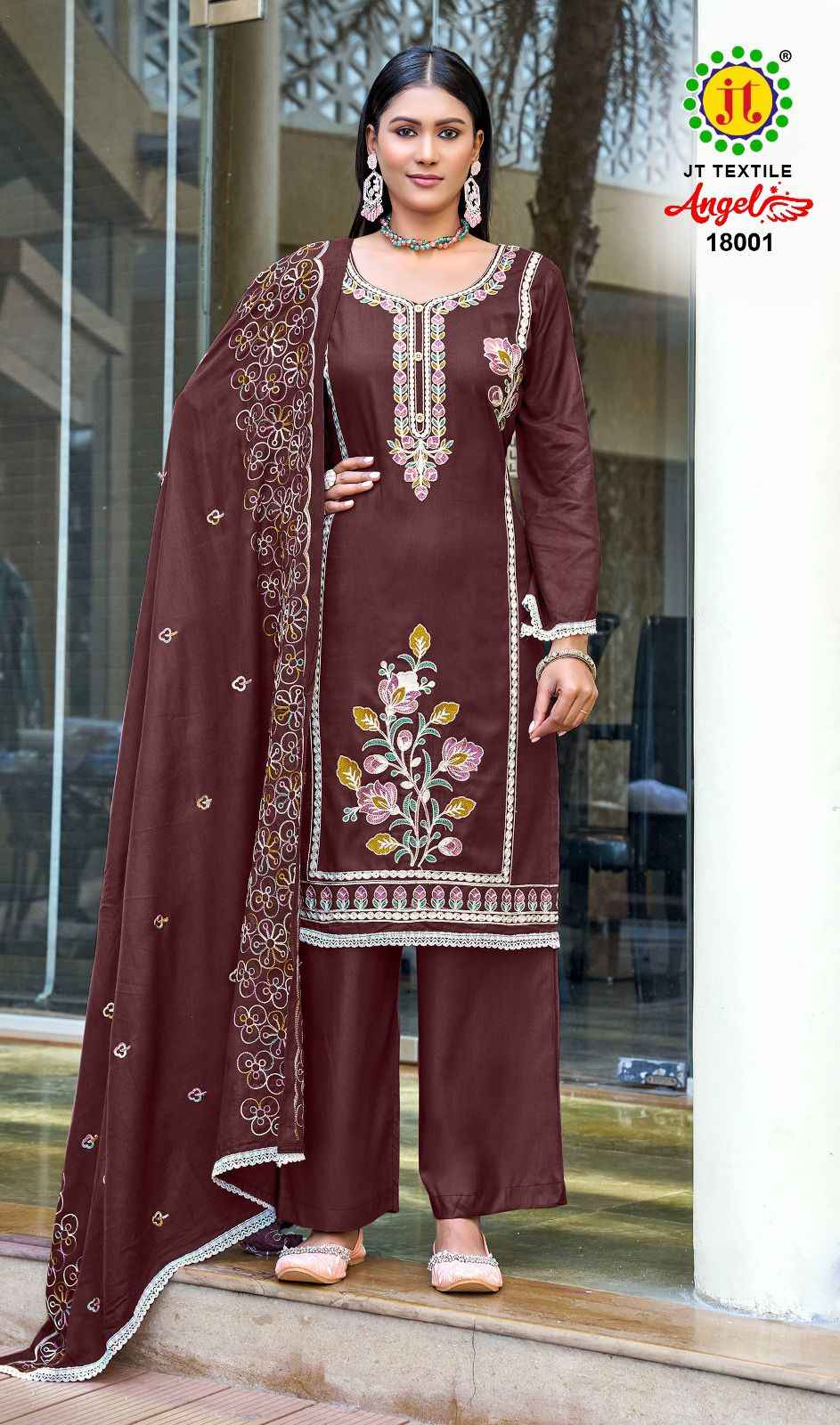 JT ANGEL VOL-18 RAYON EMBROIDERY WORK DRESS MATERIAL AT WHOLESALE PRICE