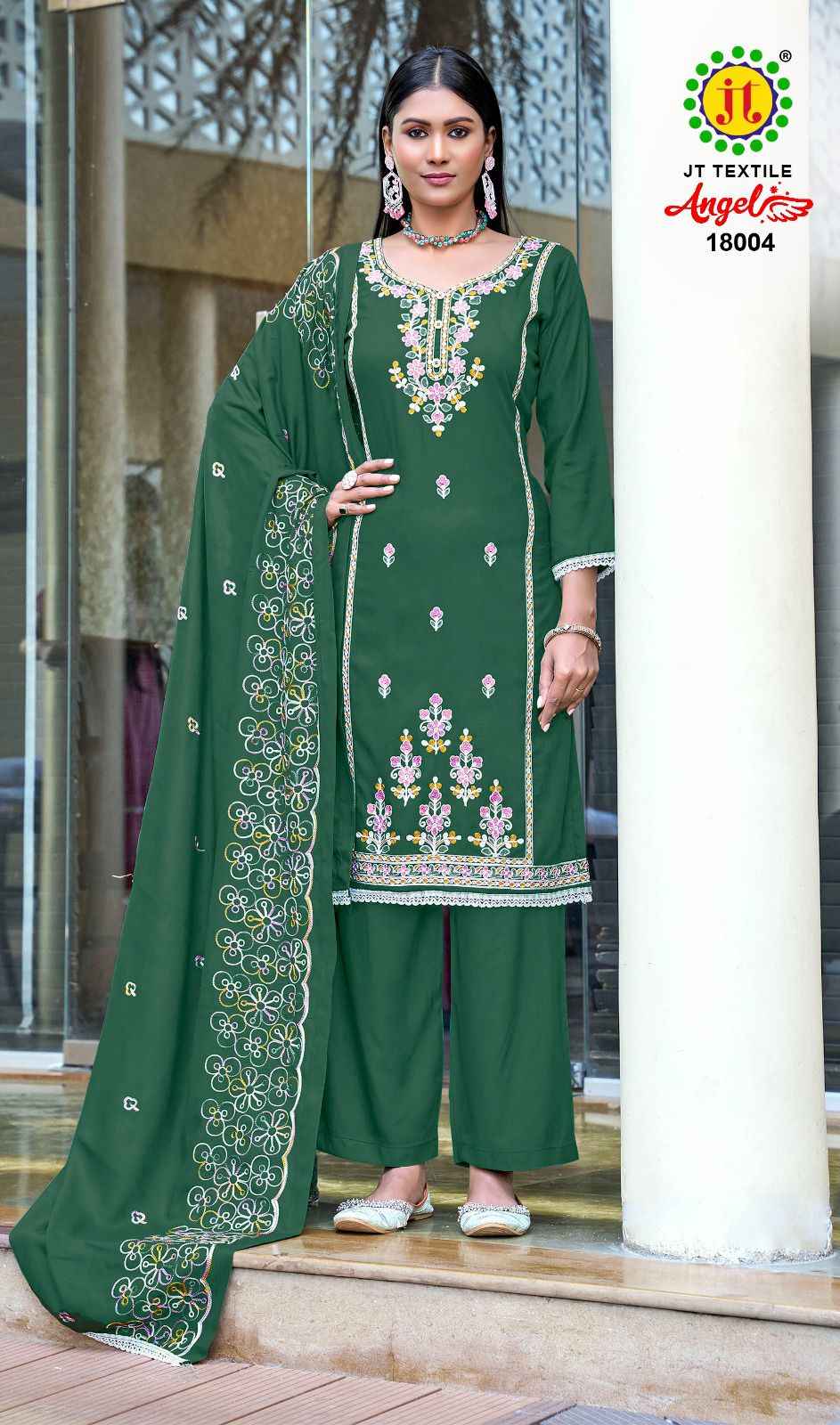 JT ANGEL VOL-18 RAYON EMBROIDERY WORK DRESS MATERIAL AT WHOLESALE PRICE