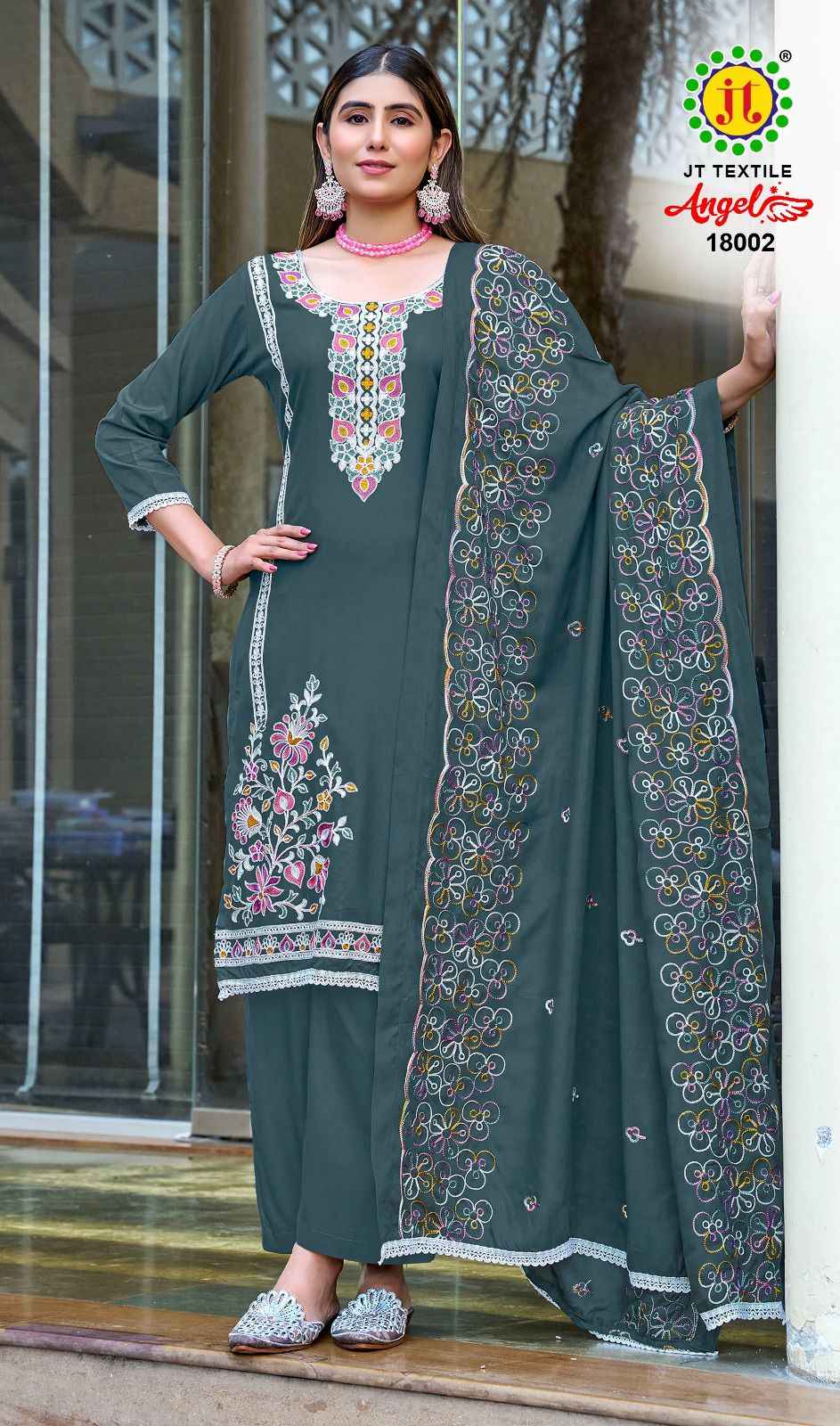 JT ANGEL VOL-18 RAYON EMBROIDERY WORK DRESS MATERIAL AT WHOLESALE PRICE