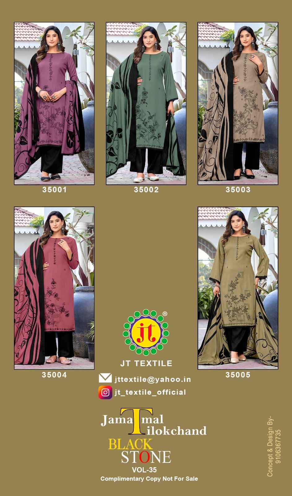 JT BLACK STONE VOL-35 RAYON PREMIUM WORK DRESS MATERIAL AT WHOLESALE PRICE