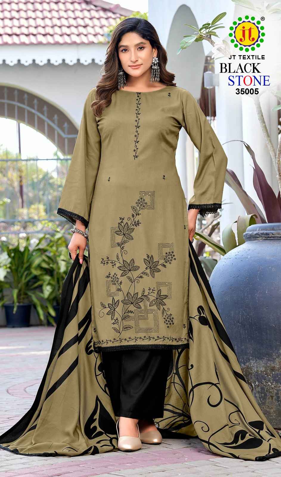 JT BLACK STONE VOL-35 RAYON PREMIUM WORK DRESS MATERIAL AT WHOLESALE PRICE