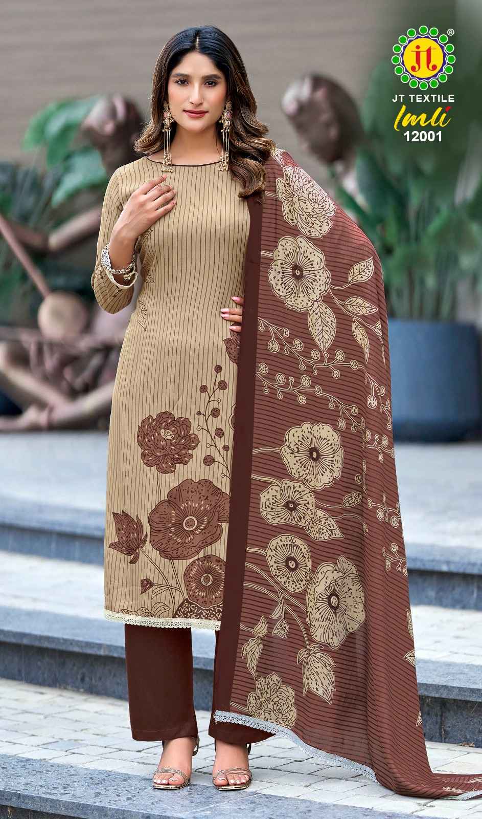 JT IMLI VOL-12 RAYON FABRIC WITH GOLD PRINT DRESS MATERIAL AT WHOLESALE PRICE