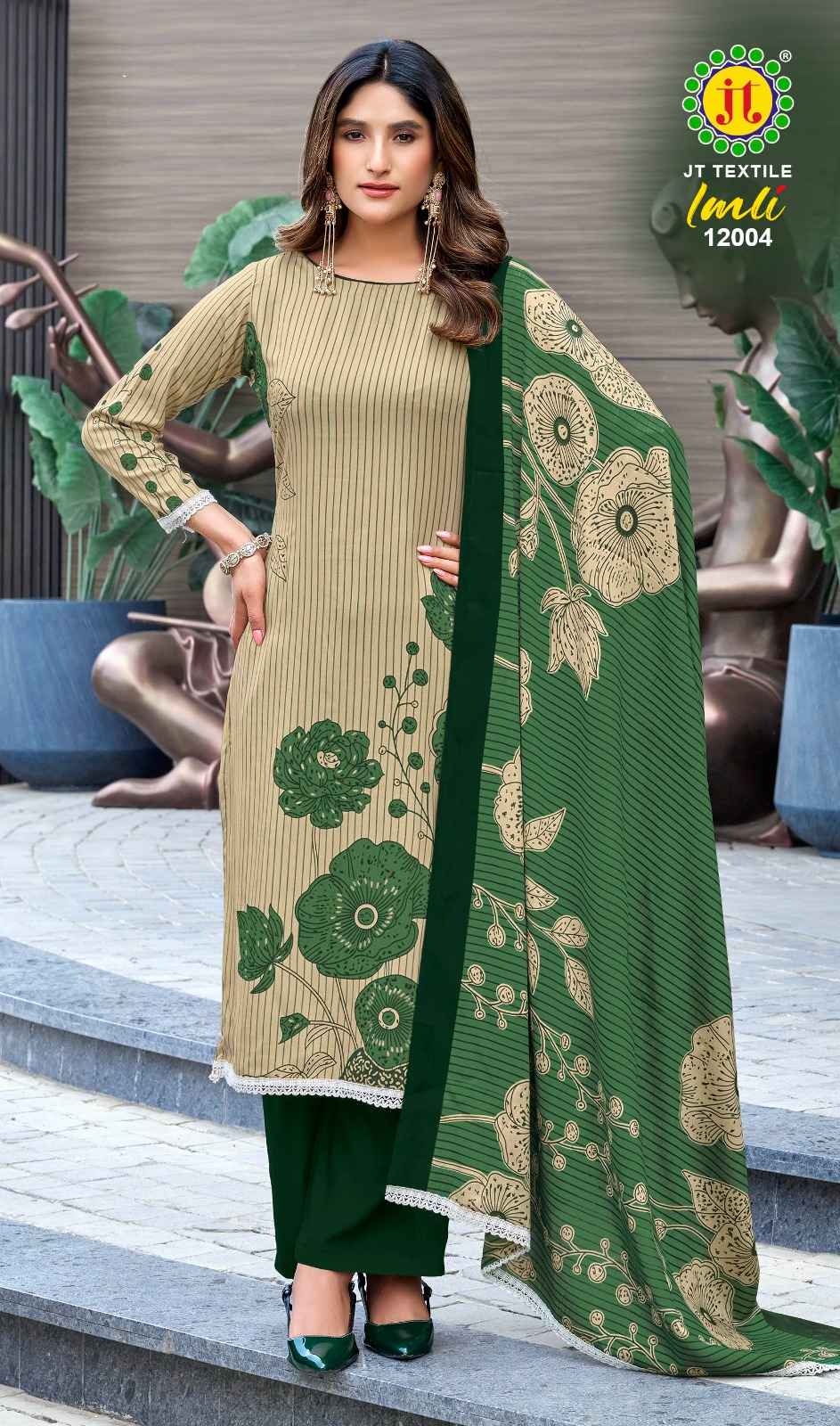 JT IMLI VOL-12 RAYON FABRIC WITH GOLD PRINT DRESS MATERIAL AT WHOLESALE PRICE