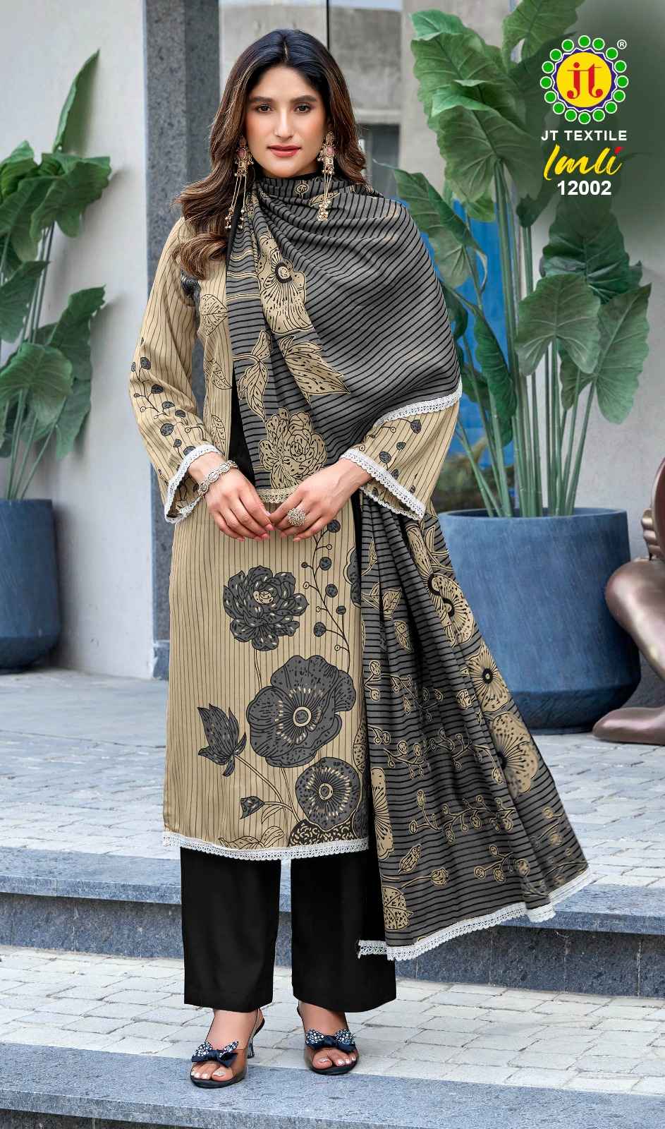 JT IMLI VOL-12 RAYON FABRIC WITH GOLD PRINT DRESS MATERIAL AT WHOLESALE PRICE