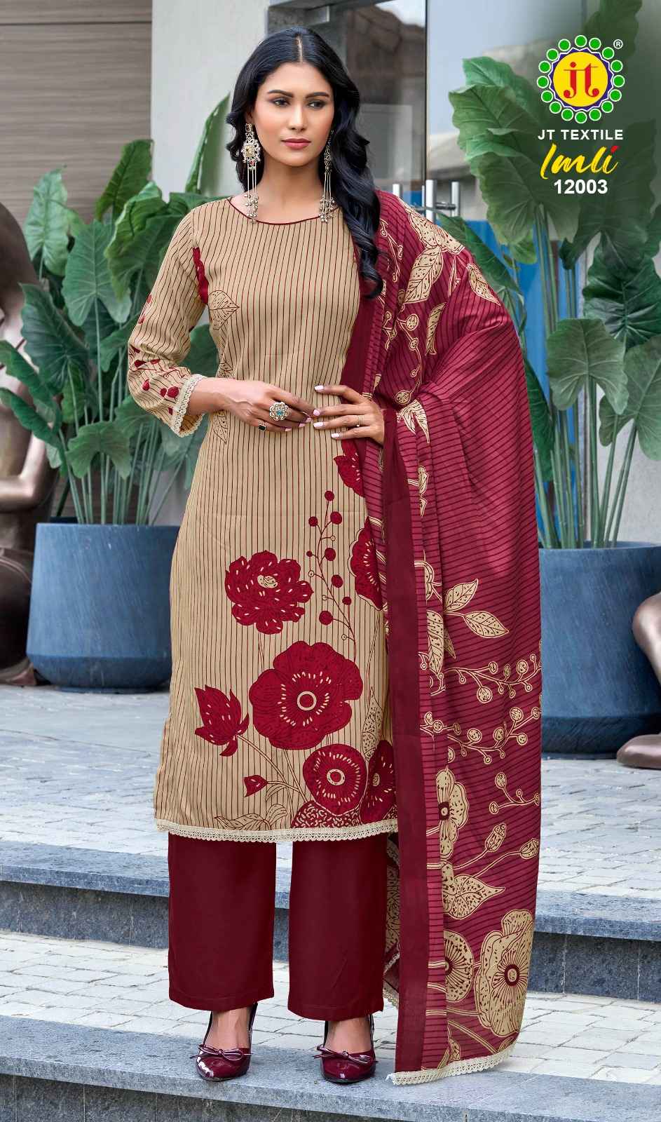 JT IMLI VOL-12 RAYON FABRIC WITH GOLD PRINT DRESS MATERIAL AT WHOLESALE PRICE