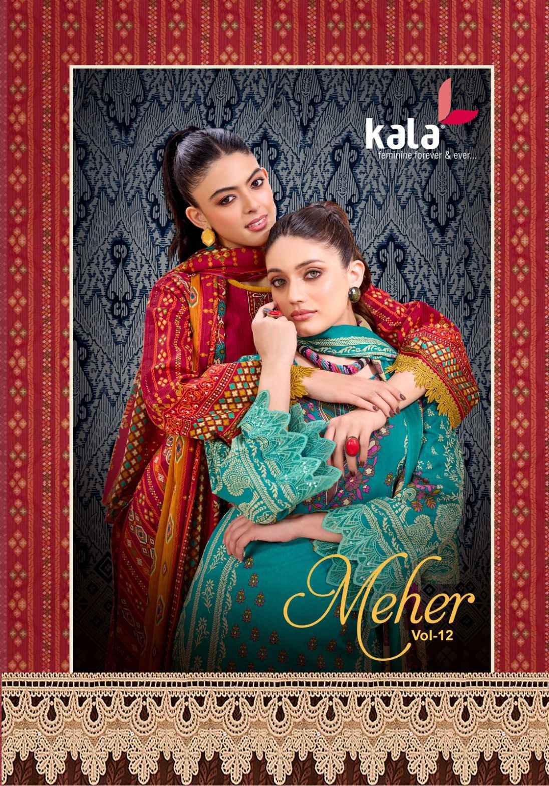 KALA MEHER VOL-12 PURE PREMIUM COTTON KARACHI DRESS MATERIAL AT WHOLESALE PRICE