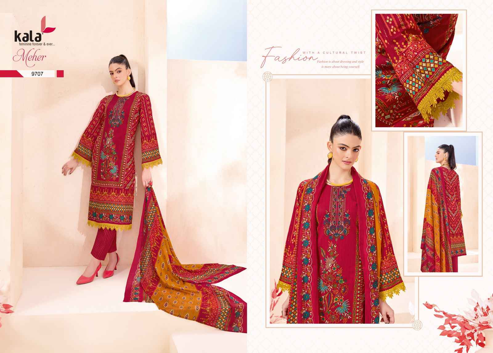 KALA MEHER VOL-12 PURE PREMIUM COTTON KARACHI DRESS MATERIAL AT WHOLESALE PRICE