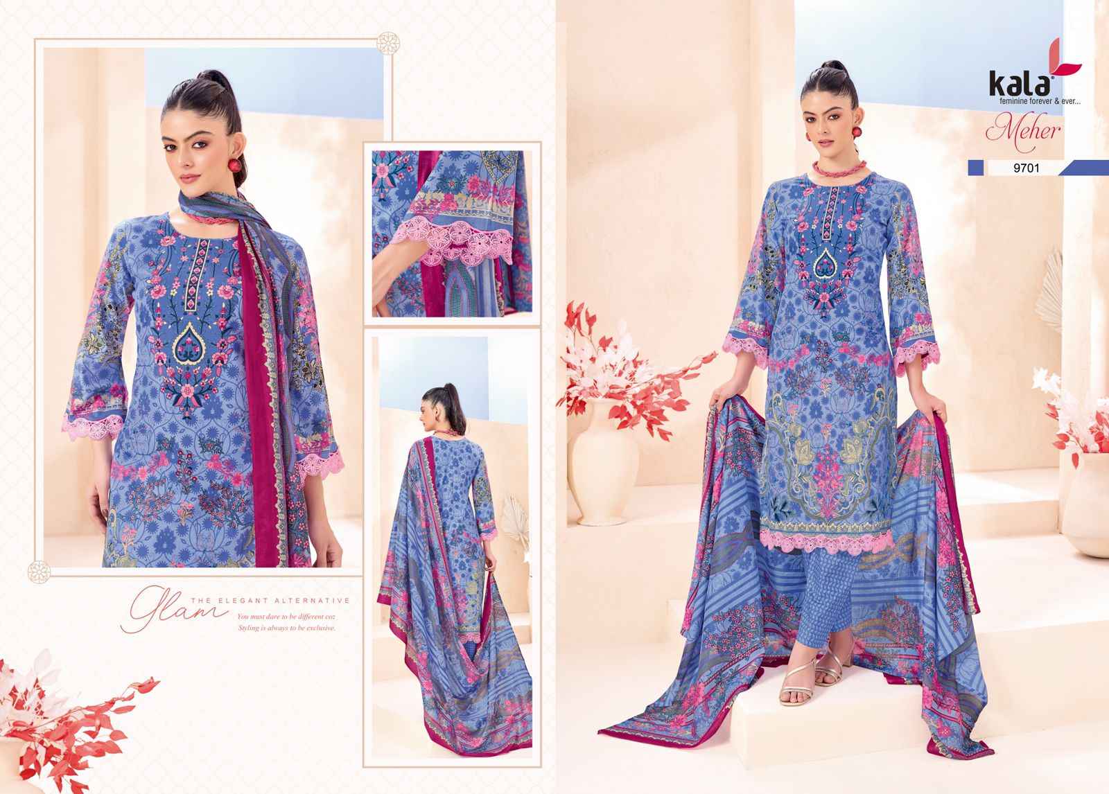KALA MEHER VOL-12 PURE PREMIUM COTTON KARACHI DRESS MATERIAL AT WHOLESALE PRICE