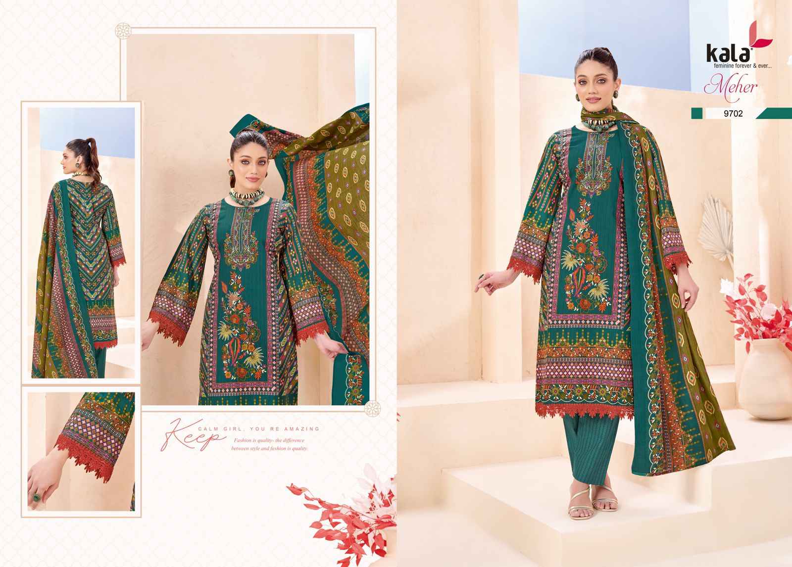 KALA MEHER VOL-12 PURE PREMIUM COTTON KARACHI DRESS MATERIAL AT WHOLESALE PRICE