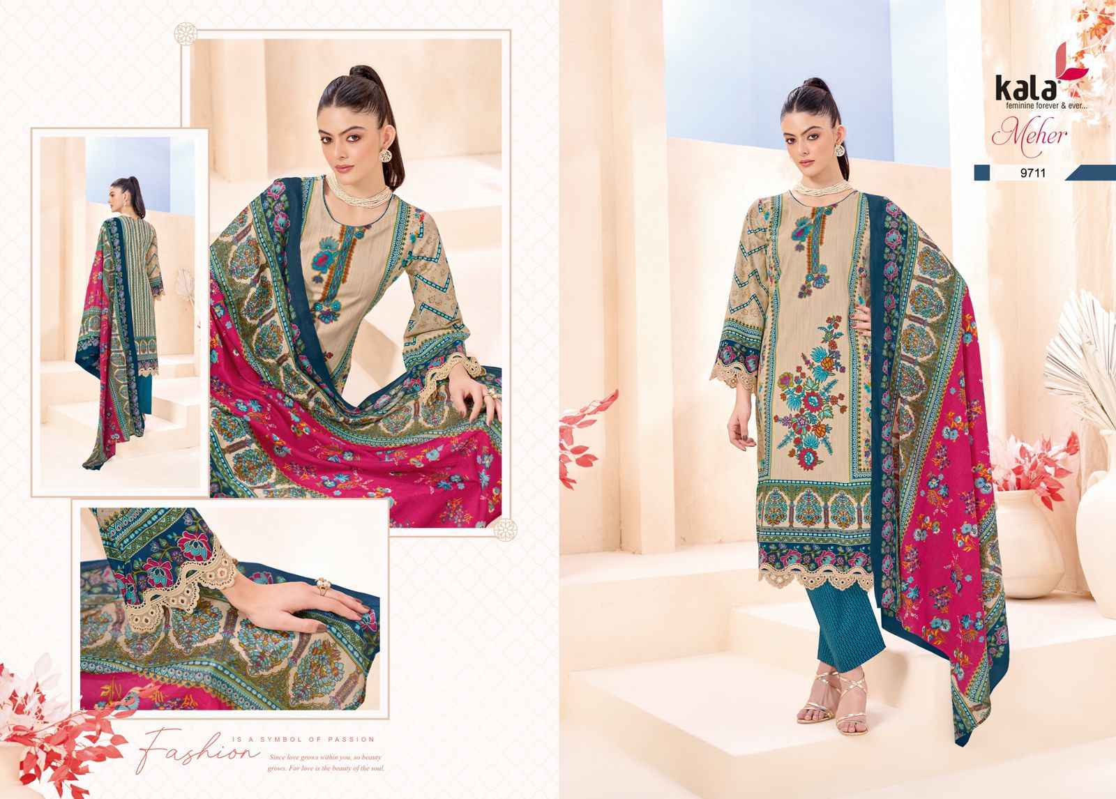 KALA MEHER VOL-12 PURE PREMIUM COTTON KARACHI DRESS MATERIAL AT WHOLESALE PRICE