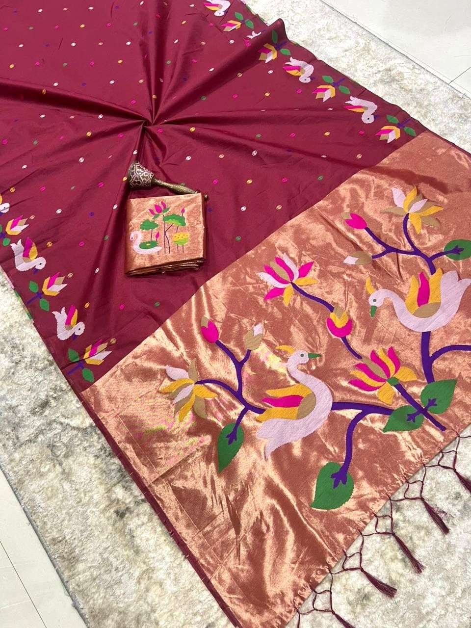 KHADI RAW SILK MINAKARI ZARI WEAVING SAREE AT WHOLESALE PRICE  
